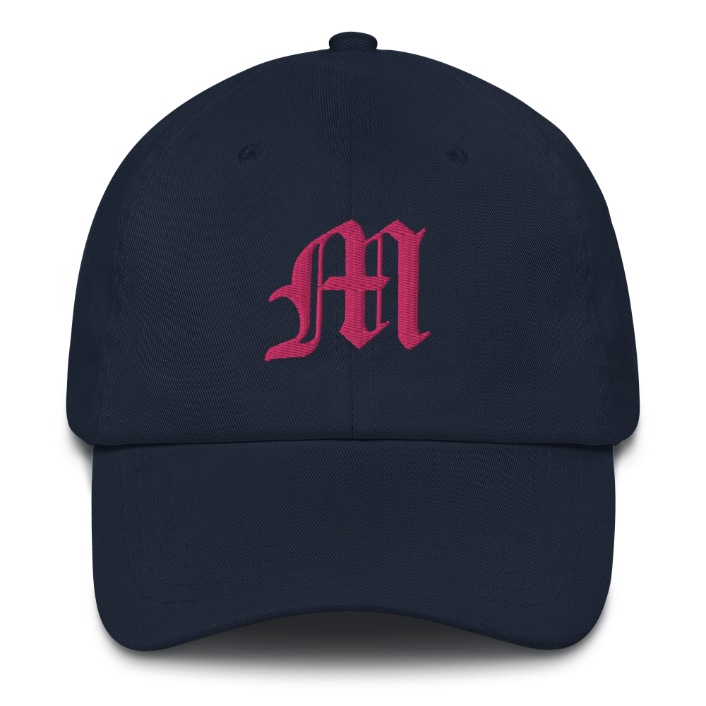 Old English 'M' Dad Hat (w/ 'Michigan' Back Design) | Pink Embroidery