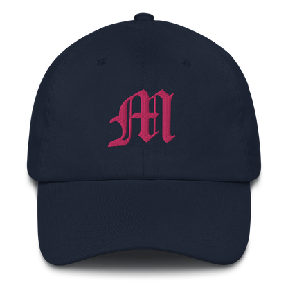 Old English 'M' Dad Hat (w/ 'Michigan' Back Design) | Pink Embroidery