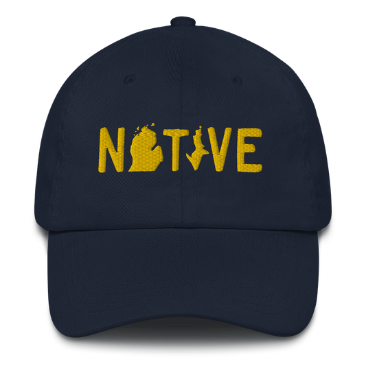 Michigan 'Native' Dad Hat (Licence Plate Font) | Gold Embroidery