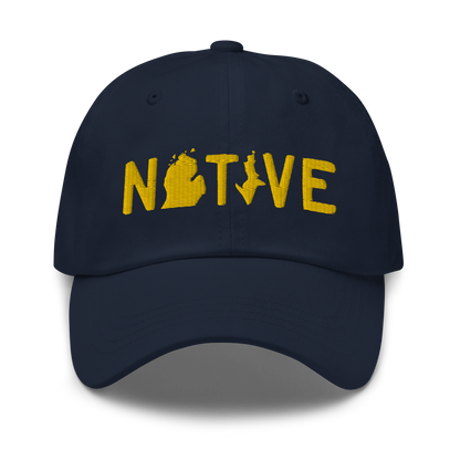 Michigan 'Native' Dad Hat (Licence Plate Font) | Gold Embroidery