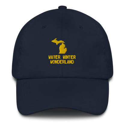 'Water Winter Wonderland' Dad Hat (w/ Michigan Outline) | Gold Embroidery