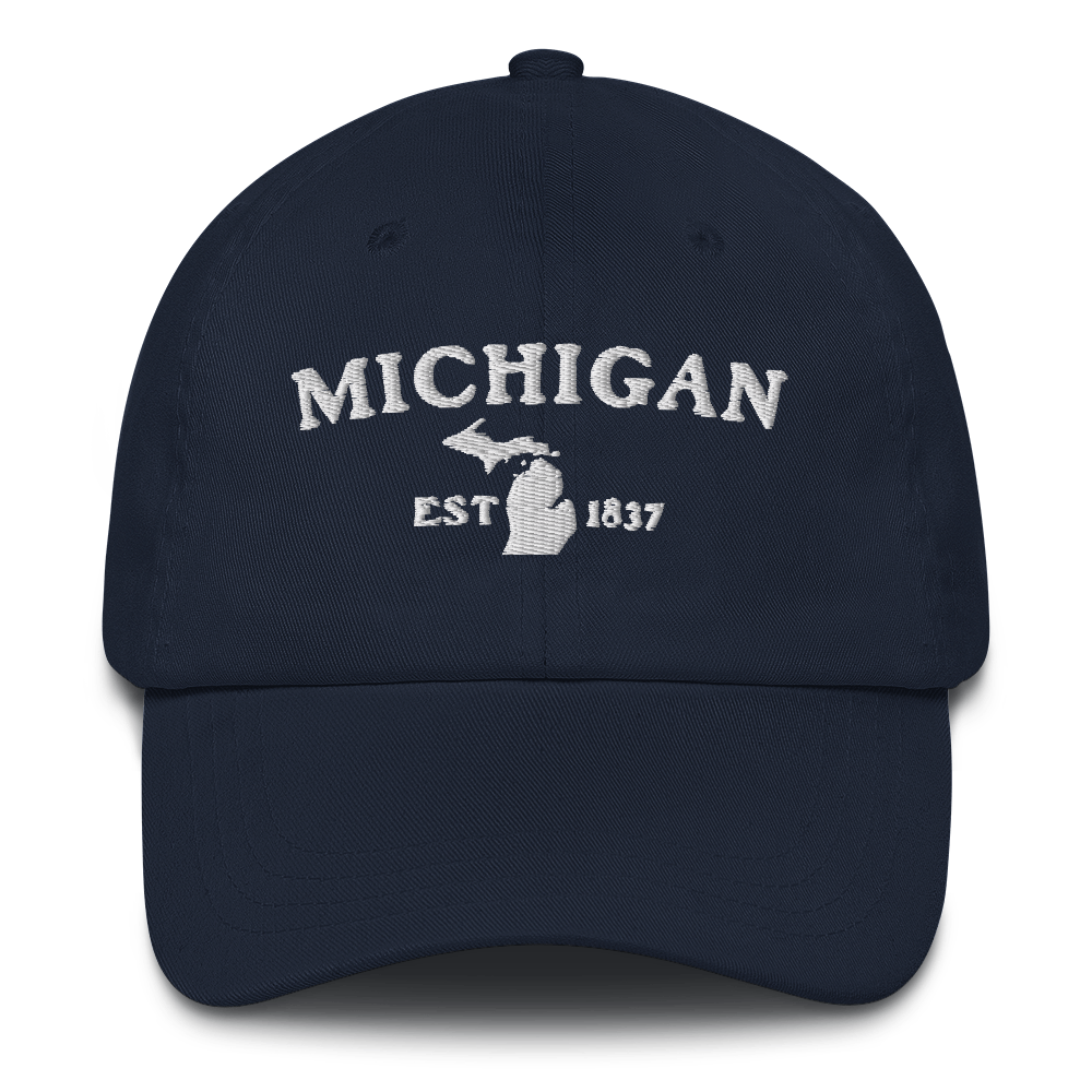 'Michigan EST 1837' Dad Hat (Woodcut Font)