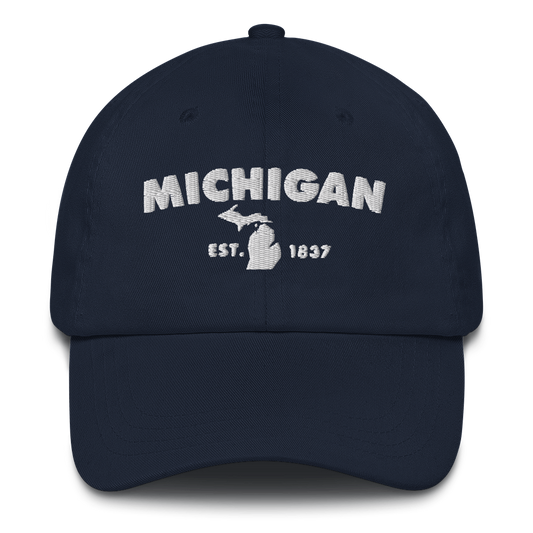 'Michigan EST 1837' Dad Hat (Geometric Sans Font)