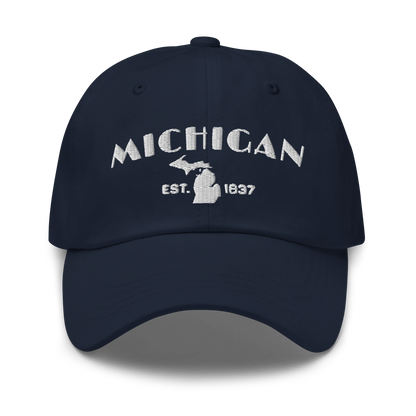 'Michigan EST 1837' Dad Hat (Theatrical Art Deco Font)