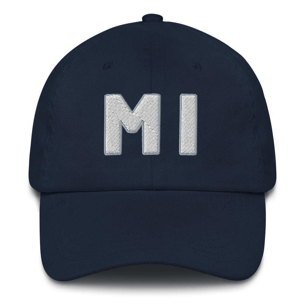 Michigan 'MI' Dad Hat (1940s Baseball Font)