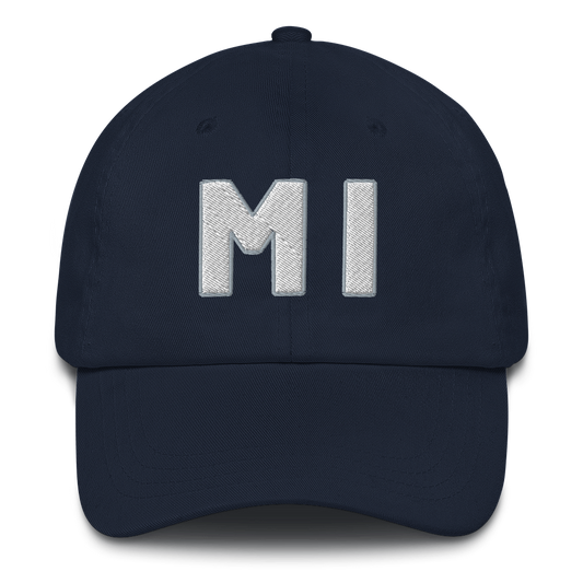 Michigan 'MI' Dad Hat (1940s Baseball Font)