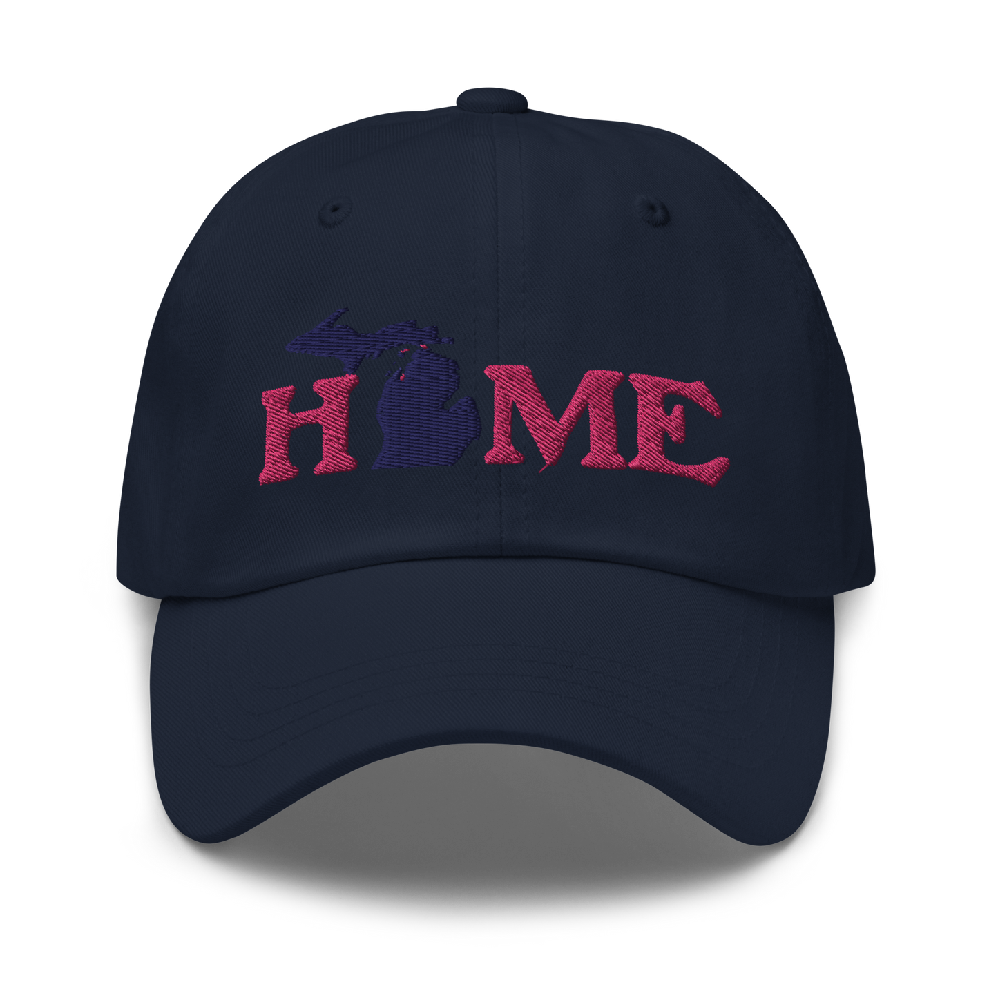 Michigan 'Home' Dad Hat (Woodcut Font) | Pink Embroidery