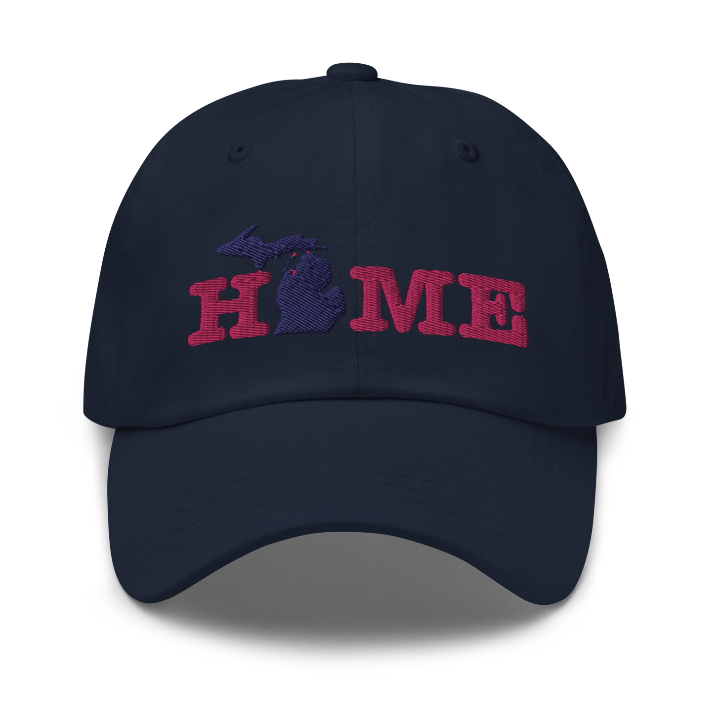 Michigan 'Home' Dad Hat (Typewriter Font) | Pink Embroidery