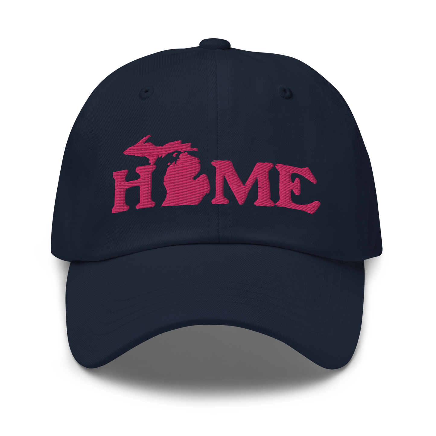 Michigan 'Home' Dad Hat (Woodcut Font) | Pink Embroidery