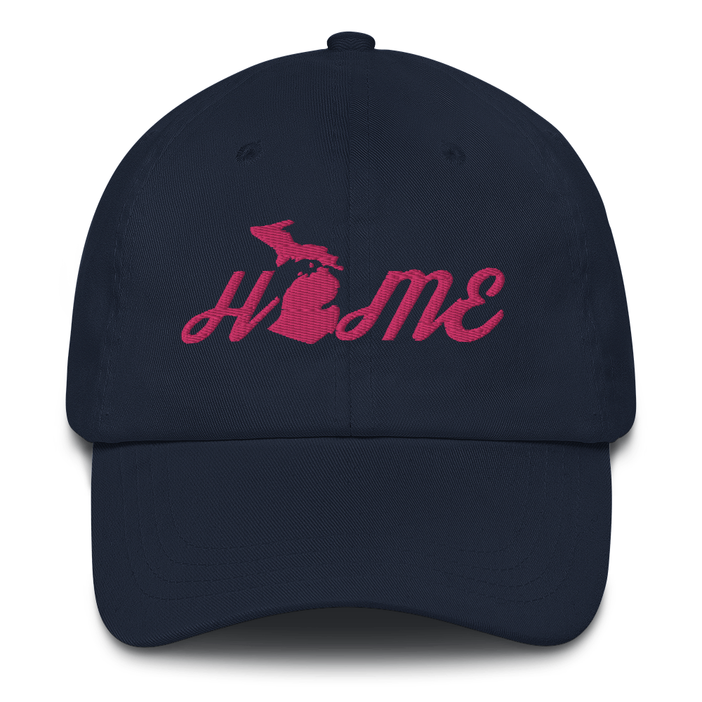 Michigan 'Home' Dad Hat (Script Font) | Pink Embroidery