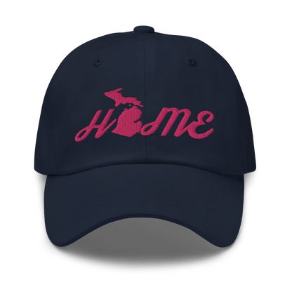 Michigan 'Home' Dad Hat (Script Font) | Pink Embroidery