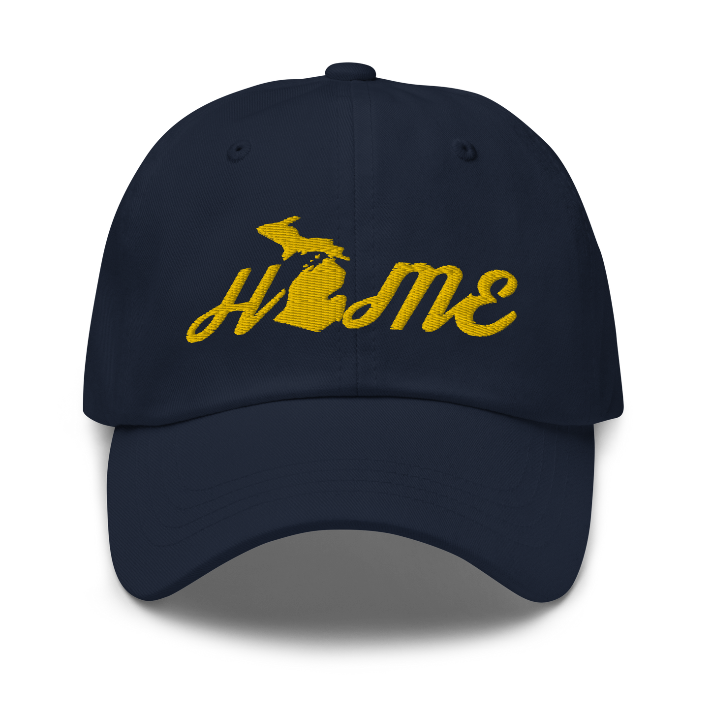 Michigan 'Home' Dad Hat (Script Font) | Gold Embroidery