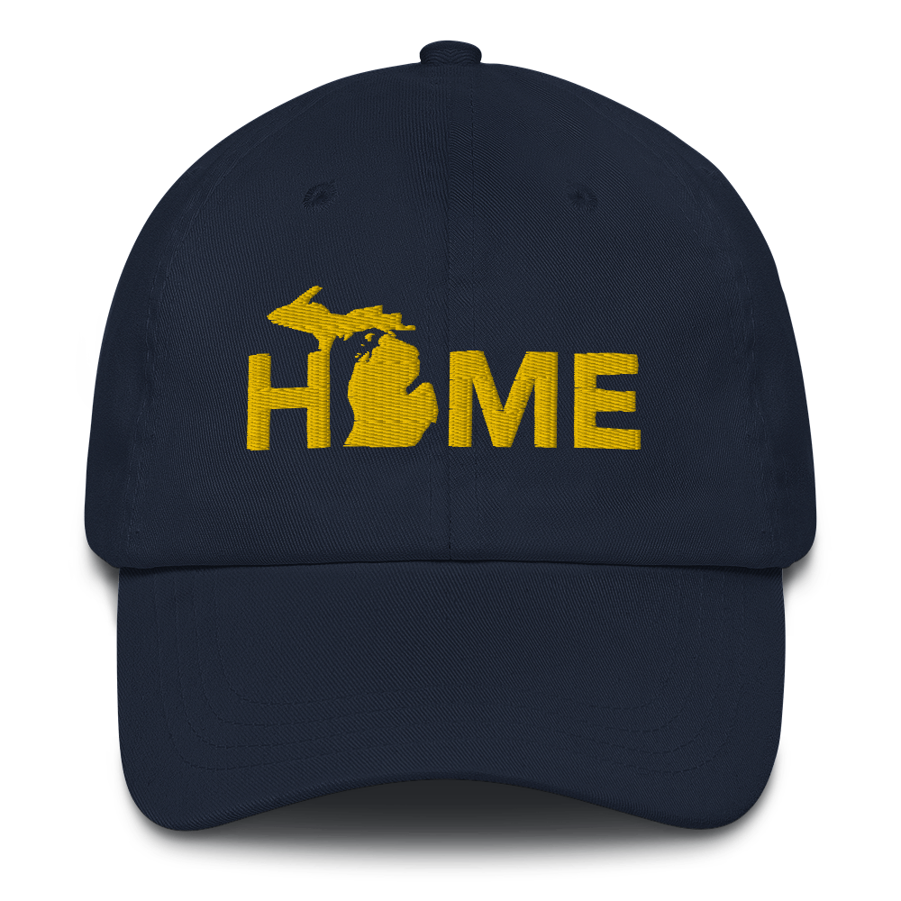 Michigan 'Home' Dad Hat (Geometric Sans Font) | Gold Embroidery