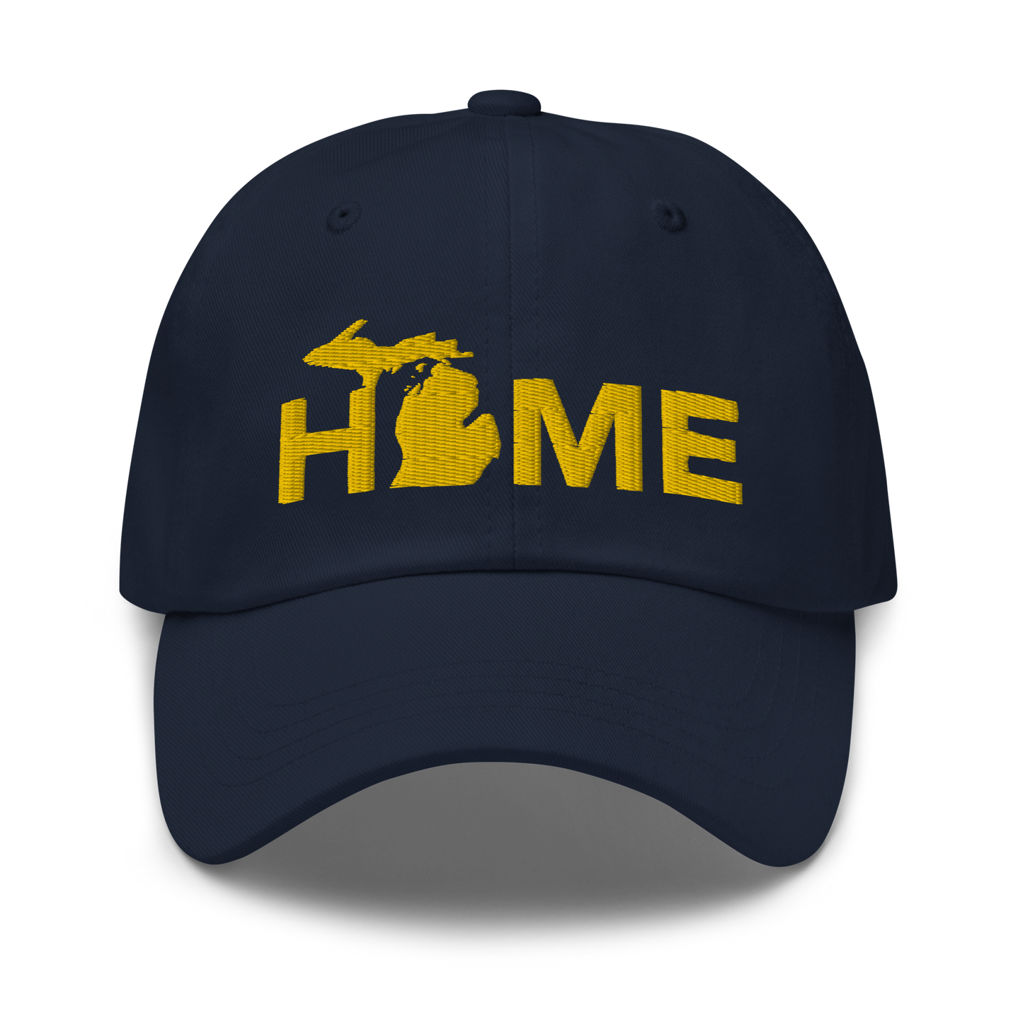 Michigan 'Home' Dad Hat (Geometric Sans Font) | Gold Embroidery