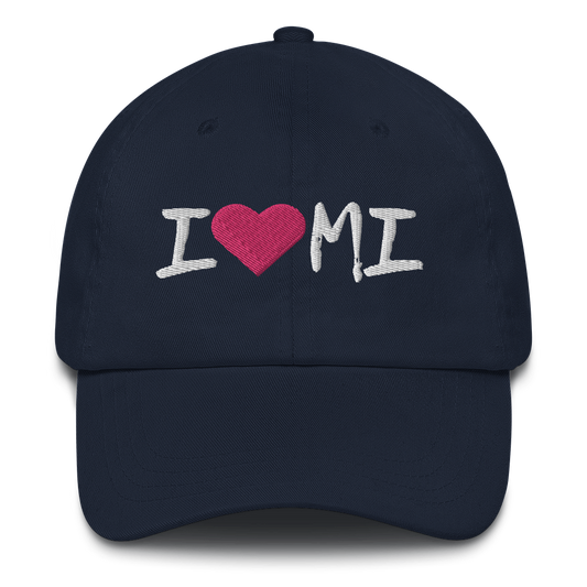 Michigan 'I ❤️ MI' Dad Hat (Brush Font)