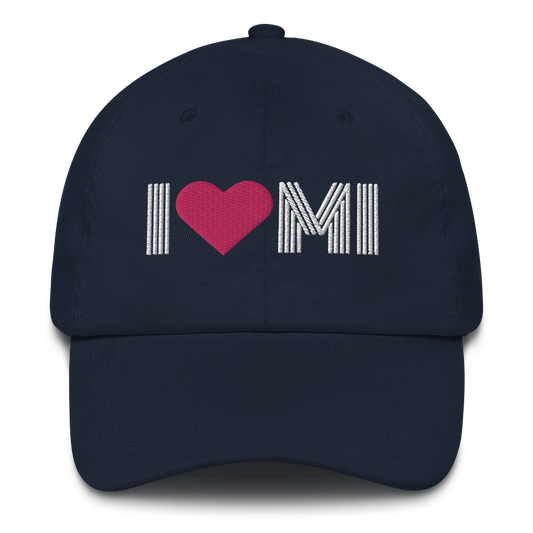 Michigan 'I ❤️ MI' Dad Hat (Metalpress Font)