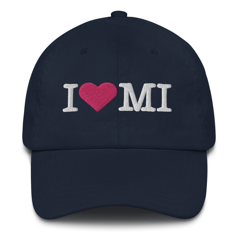 Michigan 'I ❤️ MI' Dad Hat (Typewriter Font)