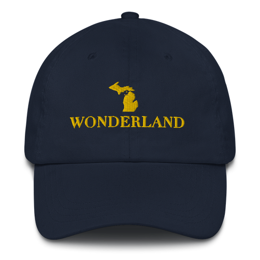 Michigan 'Wonderland' Dad Hat (Didone Font) | Gold Embroidery