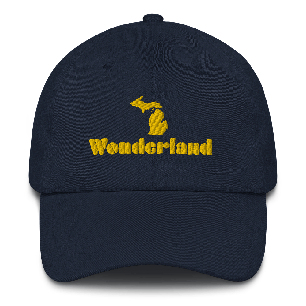 Michigan 'Wonderland' Dad Hat (Art Deco Font) [ Gold Embroidery