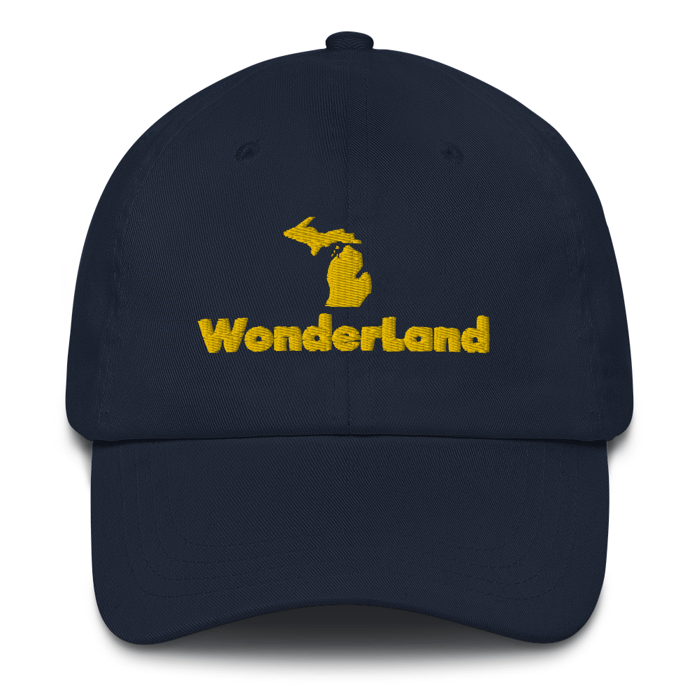 Michigan 'Wonderland' Dad Hat (Geometric Sans Font) | Gold Embroidery