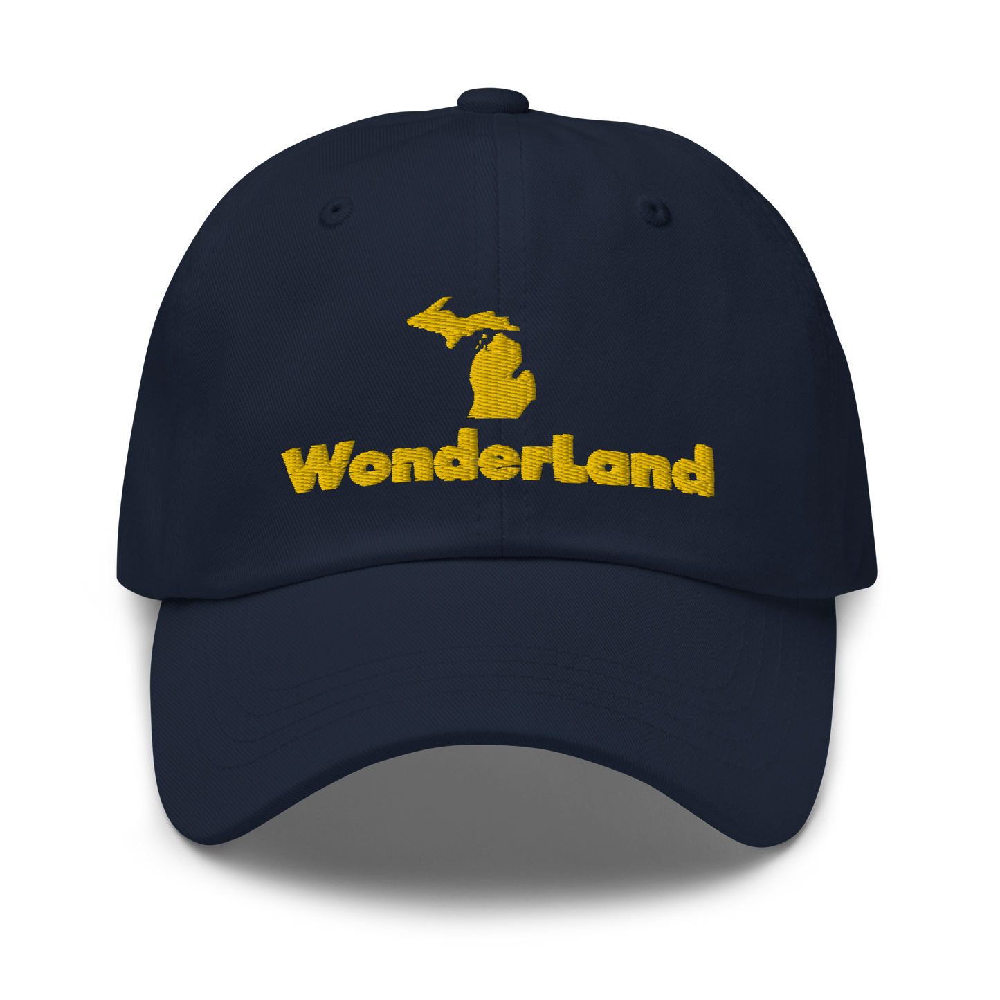 Michigan 'Wonderland' Dad Hat (Geometric Sans Font) | Gold Embroidery