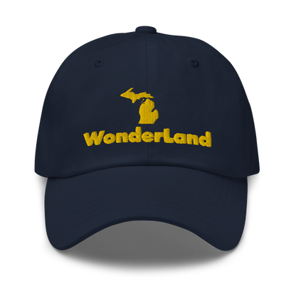 Michigan 'Wonderland' Dad Hat (Geometric Sans Font) | Gold Embroidery