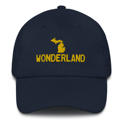 Michigan 'Wonderland' Dad Hat (Licence Plate Font) | Gold Embroidery