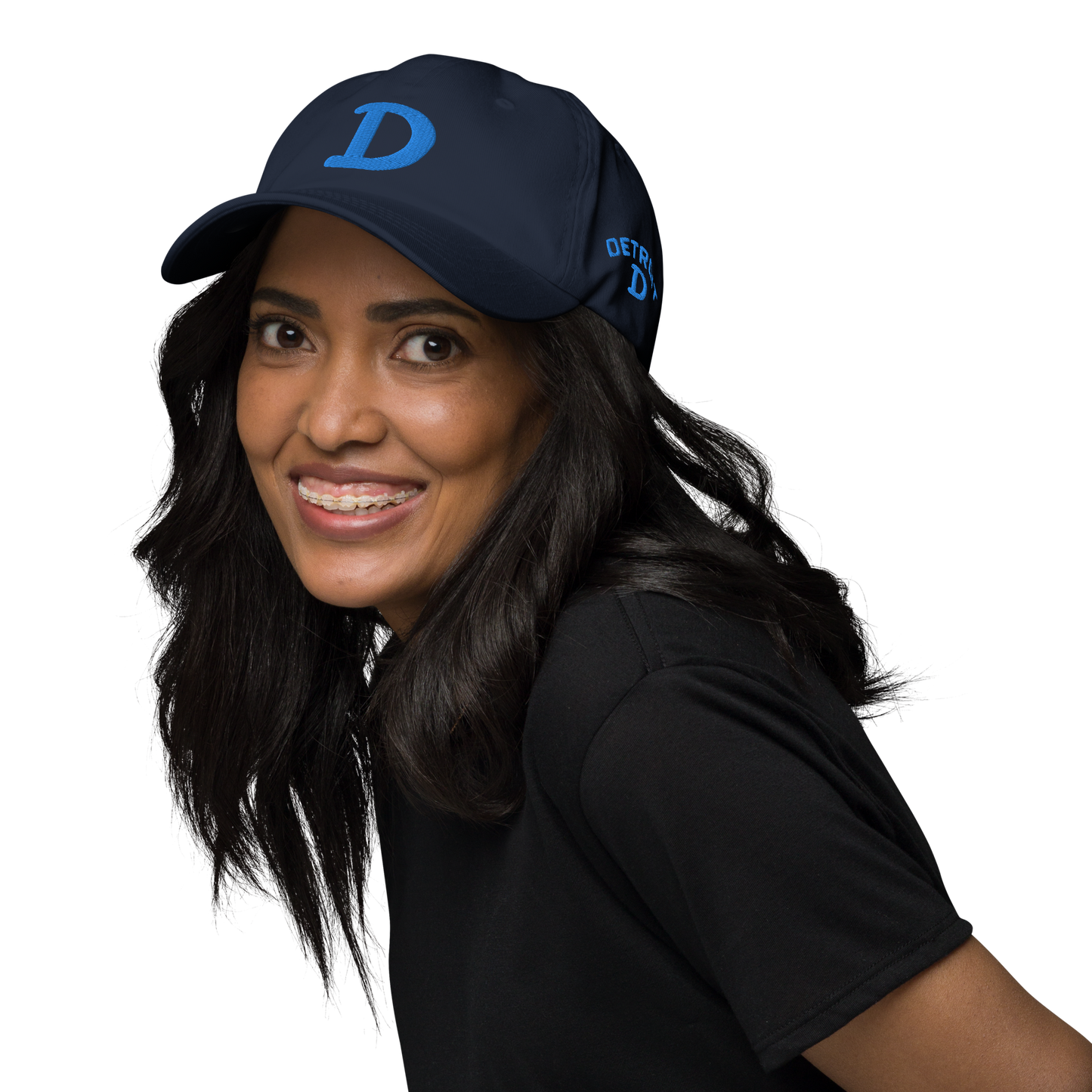 Detroit 'Old French D' Dad Hat (w/ Side Design) | Azure Embroidery