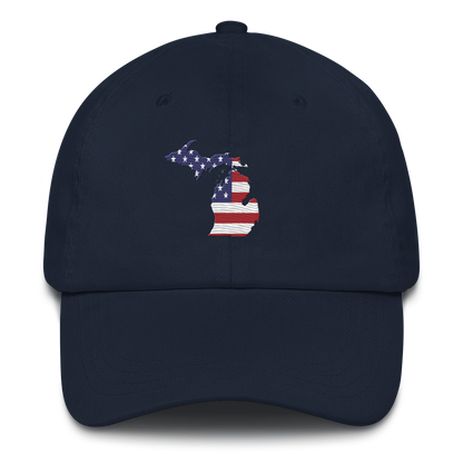 State of Michigan Dad Hat (w/ USA Flag Outline)