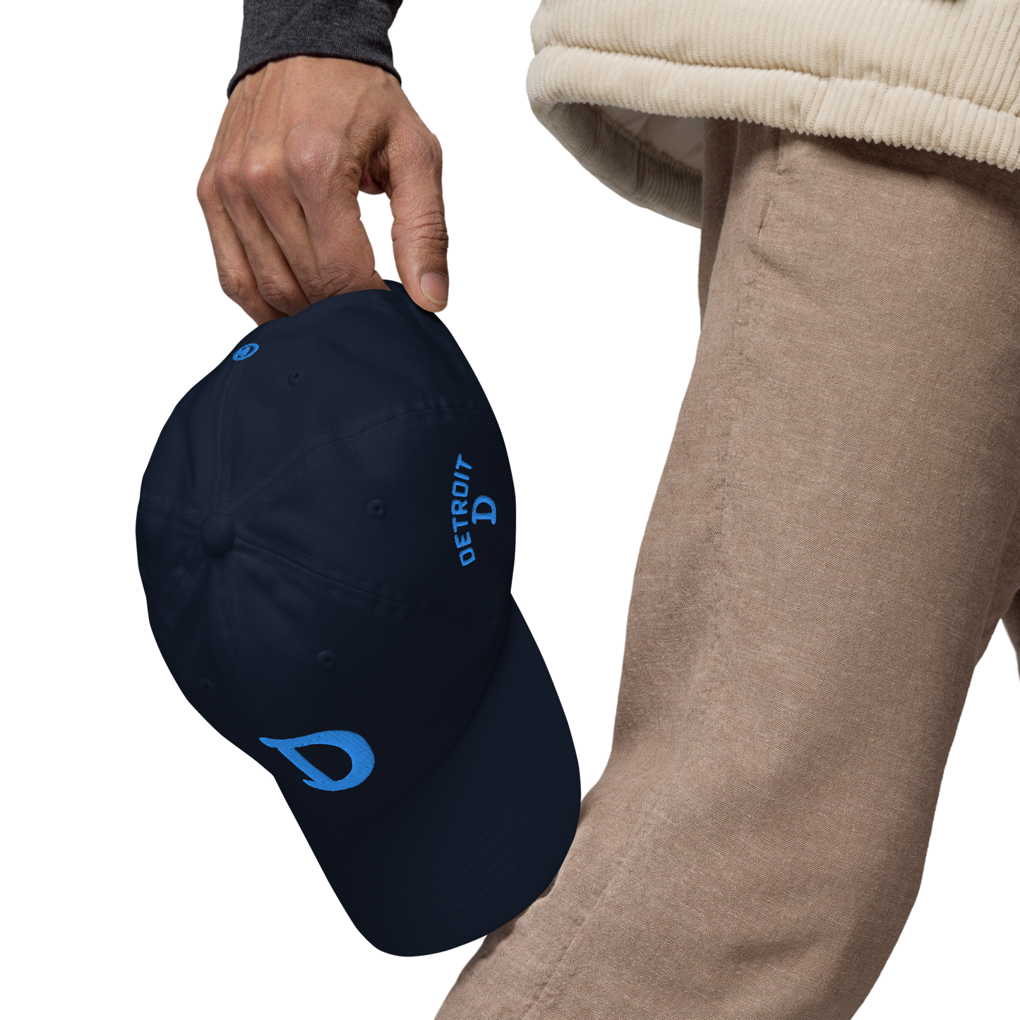 Detroit 'Old French D' Dad Hat (w/ Side Design) | Azure Embroidery