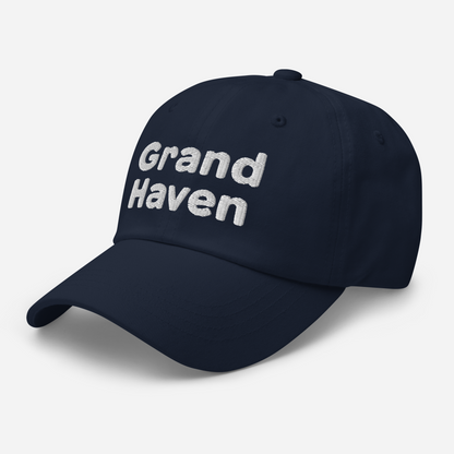 'Grand Haven' Dad Hat | White/Navy Embroidery