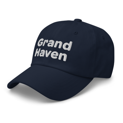 'Grand Haven' Dad Hat | White/Navy Embroidery