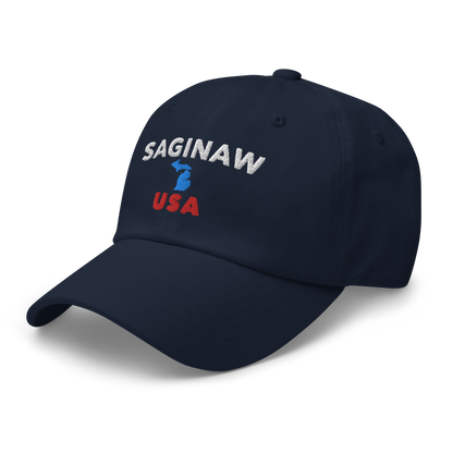 'Saginaw USA' Dad Hat (w/ Michigan Outline)