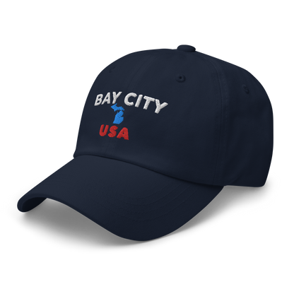 'Bay City USA' Dad Hat (w/ Michigan Outline)