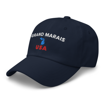 'Grand Marais USA' Dad Hat (w/ Michigan Outline)