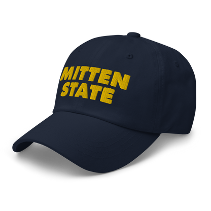 Michigan 'Mitten State' Dad Hat (Geometric Sans Font) | Gold Embroidery