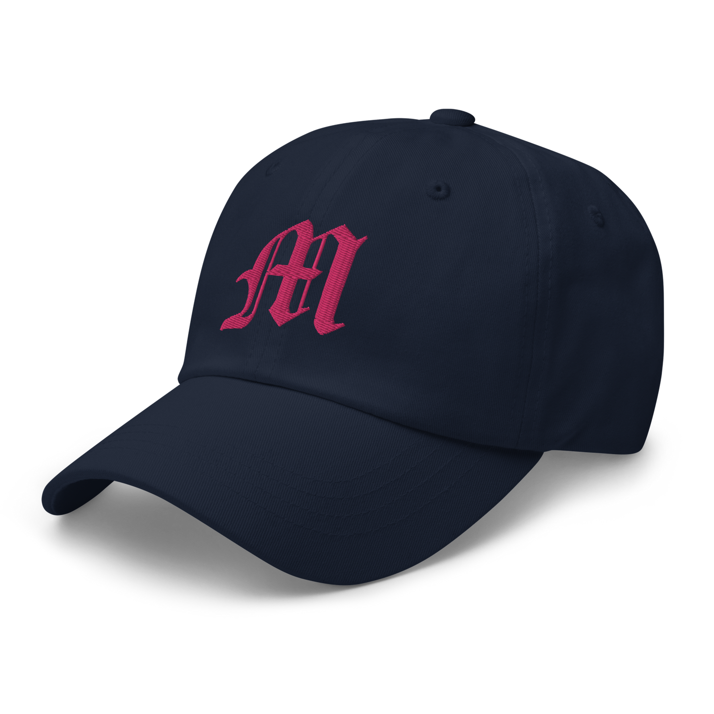 Old English 'M' Dad Hat (w/ 'Michigan' Back Design) | Pink Embroidery