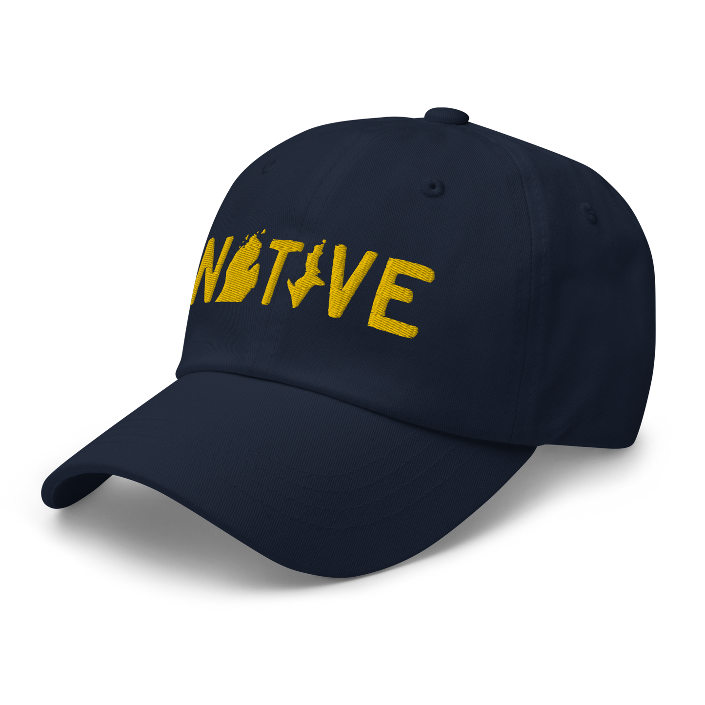 Michigan 'Native' Dad Hat (Licence Plate Font) | Gold Embroidery