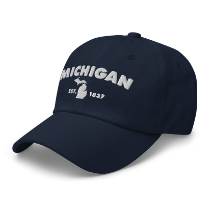 'Michigan EST 1837' Dad Hat (Geometric Sans Font)