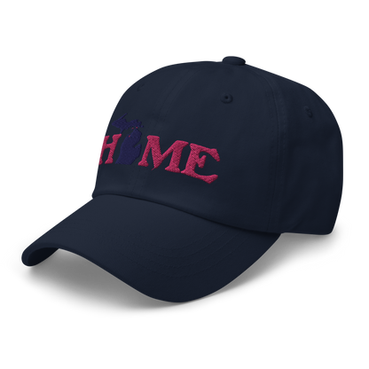 Michigan 'Home' Dad Hat (Woodcut Font) | Pink Embroidery