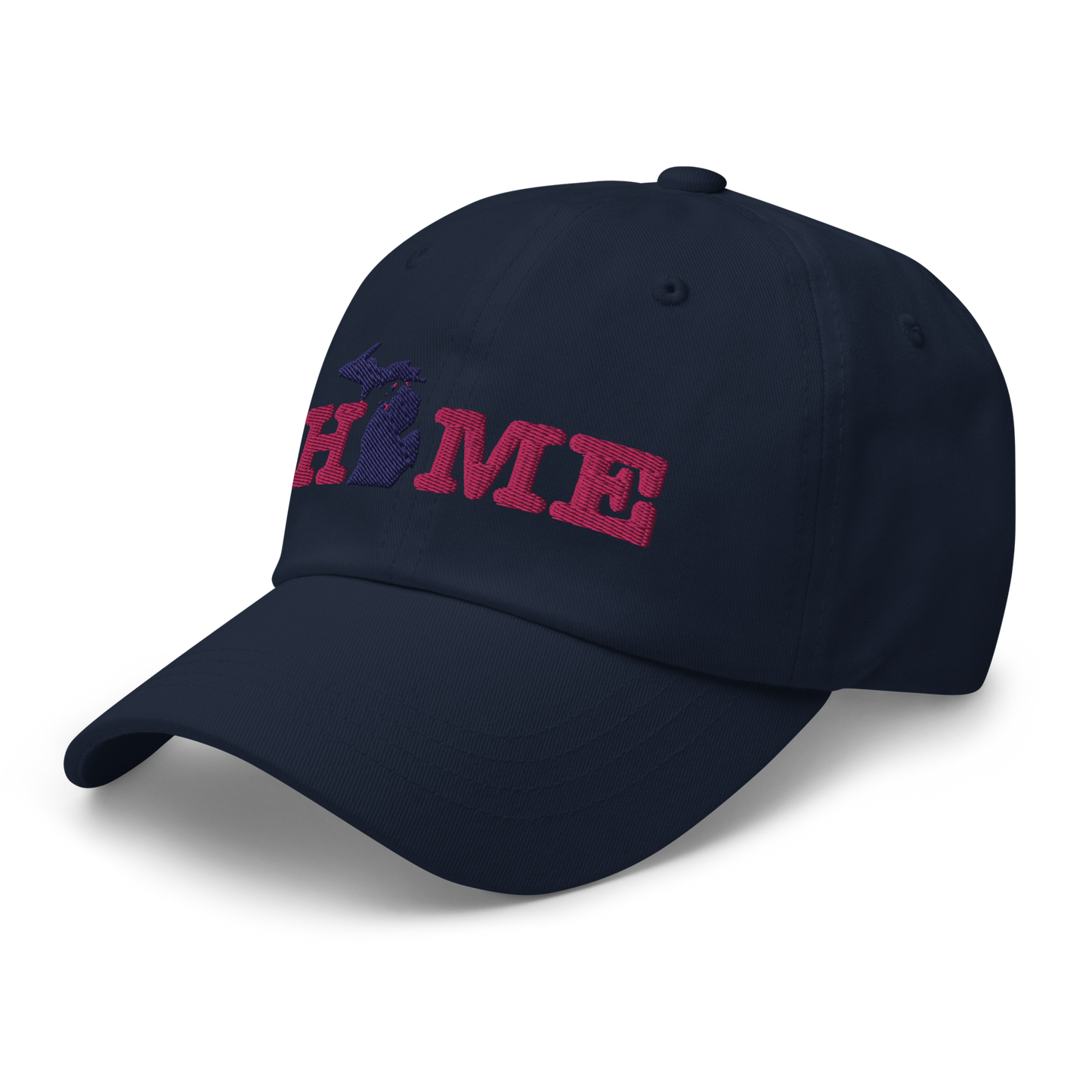 Michigan 'Home' Dad Hat (Typewriter Font) | Pink Embroidery