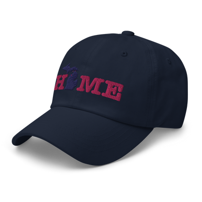 Michigan 'Home' Dad Hat (Typewriter Font) | Pink Embroidery