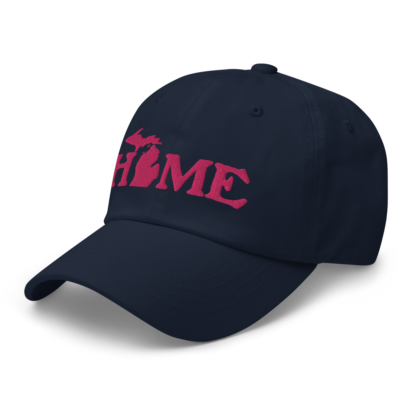 Michigan 'Home' Dad Hat (Woodcut Font) | Pink Embroidery