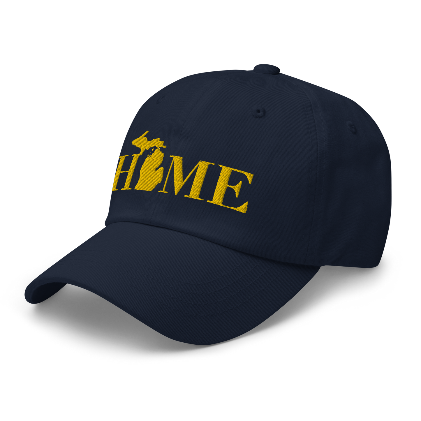 Michigan 'Home' Dad Hat (Geometric Sans Font) | Gold Embroidery