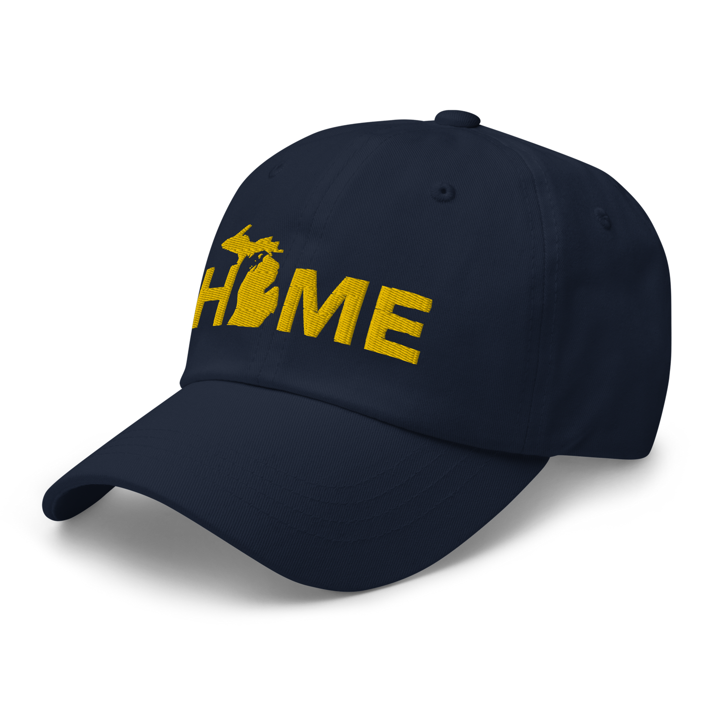 Michigan 'Home' Dad Hat (Geometric Sans Font) | Gold Embroidery