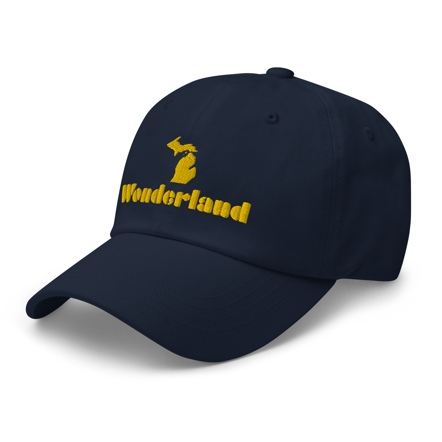 Michigan 'Wonderland' Dad Hat (Art Deco Font) [ Gold Embroidery