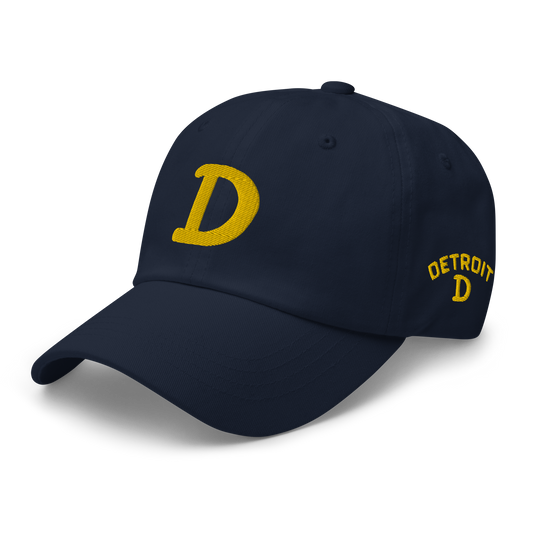 Detroit 'Old French D' Dad Hat (w/ Side Design) | Gold Embroidery