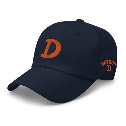 Detroit 'Old French D' Dad Hat (w/ Side Design) | Orange Embroidery