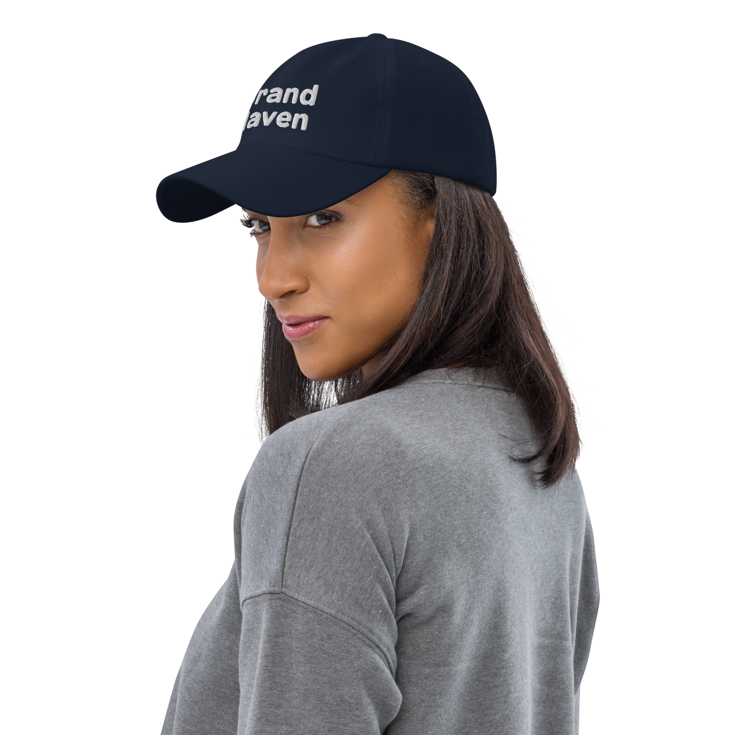 'Grand Haven' Dad Hat | White/Navy Embroidery