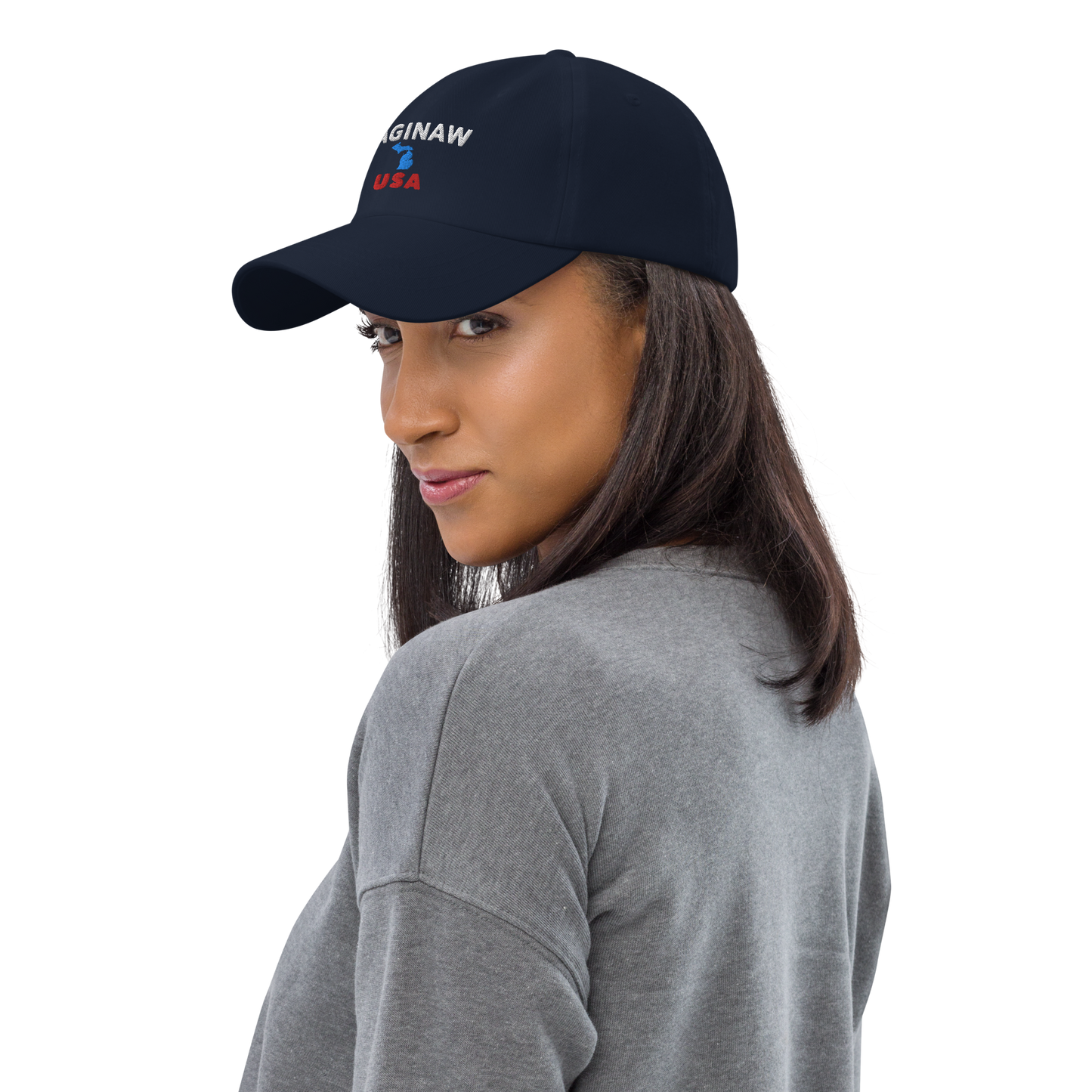 'Saginaw USA' Dad Hat (w/ Michigan Outline)